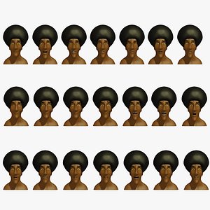 3D morphed head afro man cartoon