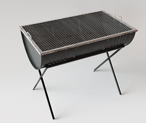 3D Traditional Oil Barrel Charcoal BBQ Braai 3D Model