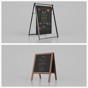 3D Customizable Minimalist A-Frame Chalkboard Signs model
