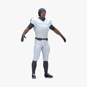 3D Uniform Black Man Football Player with Rugby Helmet Rigged for Maya