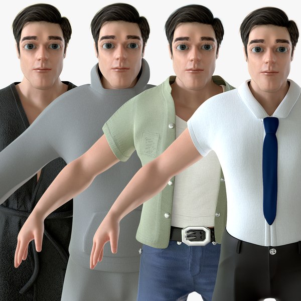 Cartoon Man - Sport - Casual - Business - Home Collection 3D model