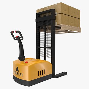 electric walkie stacker wooden pallet 3d model
