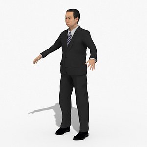 3D Asian Business Man Suit Executive Male RIGGED