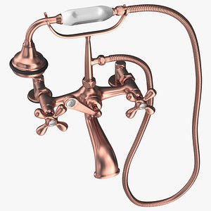 3D Copper Bath Shower Mixer Tap with Shower model