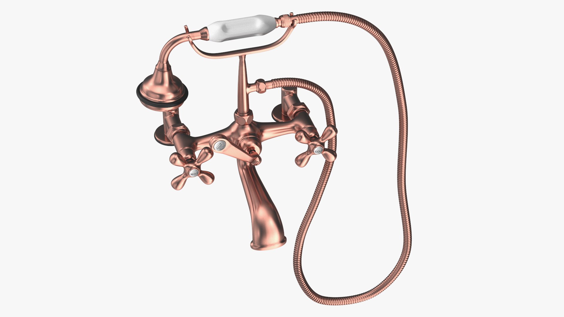 Copper Bath Shower Mixer Tap with Shower 3D model preview