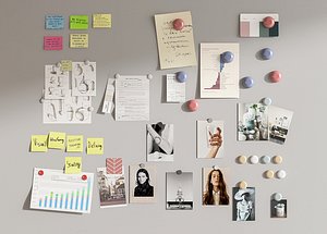 White board Tackboard Wall Corkboard  Rectangular Office Pin Notice Board Sticky Notes Bulletin Pin 3D model