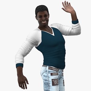 Afro American Man in City Style Rigged