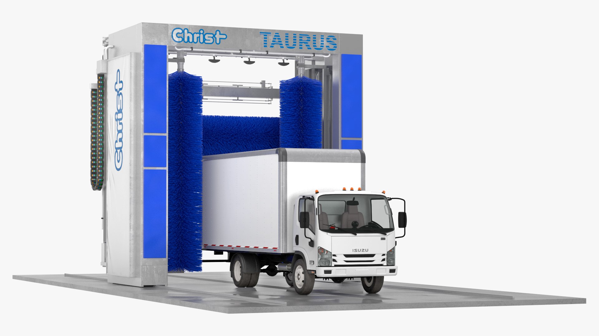 Truck Wash TAURUS with Isuzu Truck Rigged 3D model preview