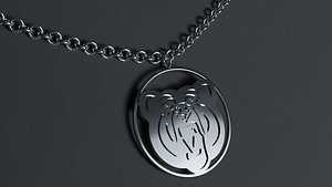 Bear Head Round Pendant Jewelry Stainless Steel Necklace