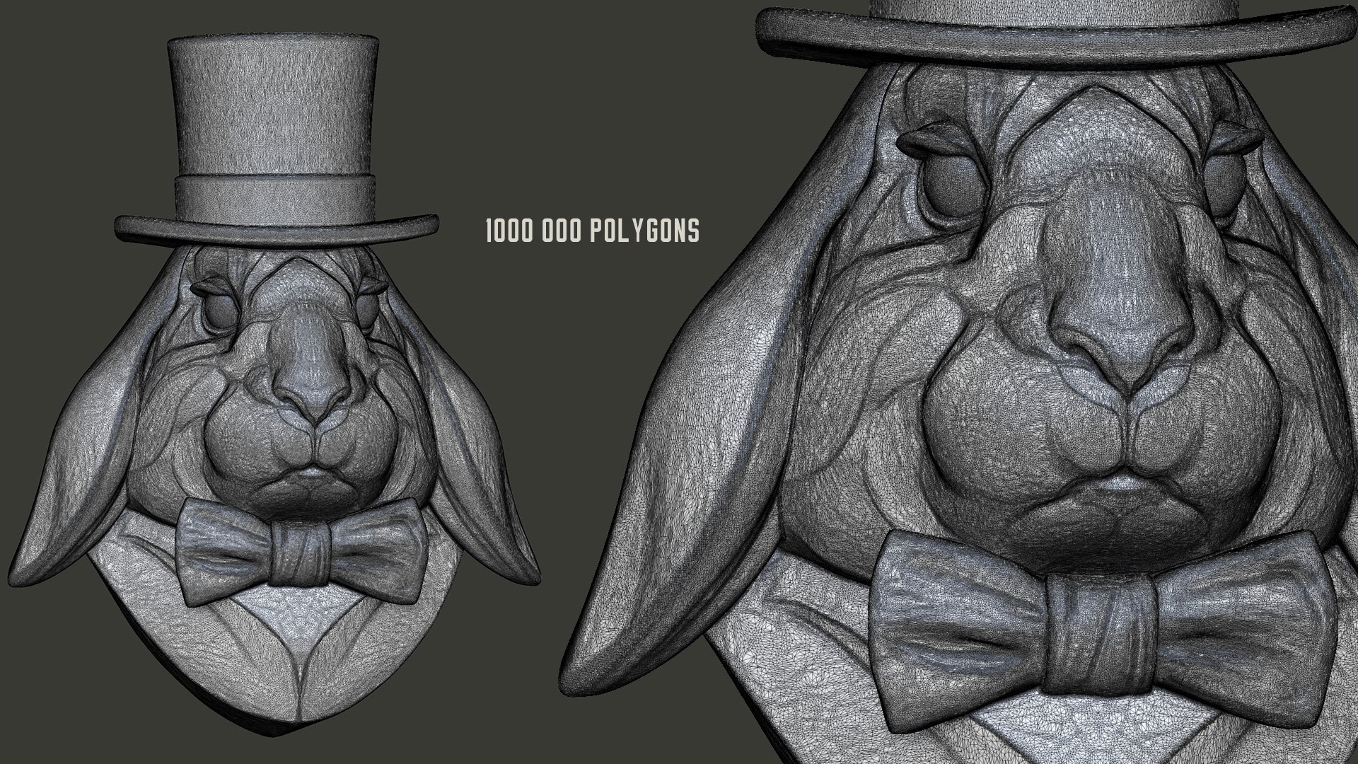Lop Rabbit Head Hat Sculpture STL 3D - TurboSquid 1978977