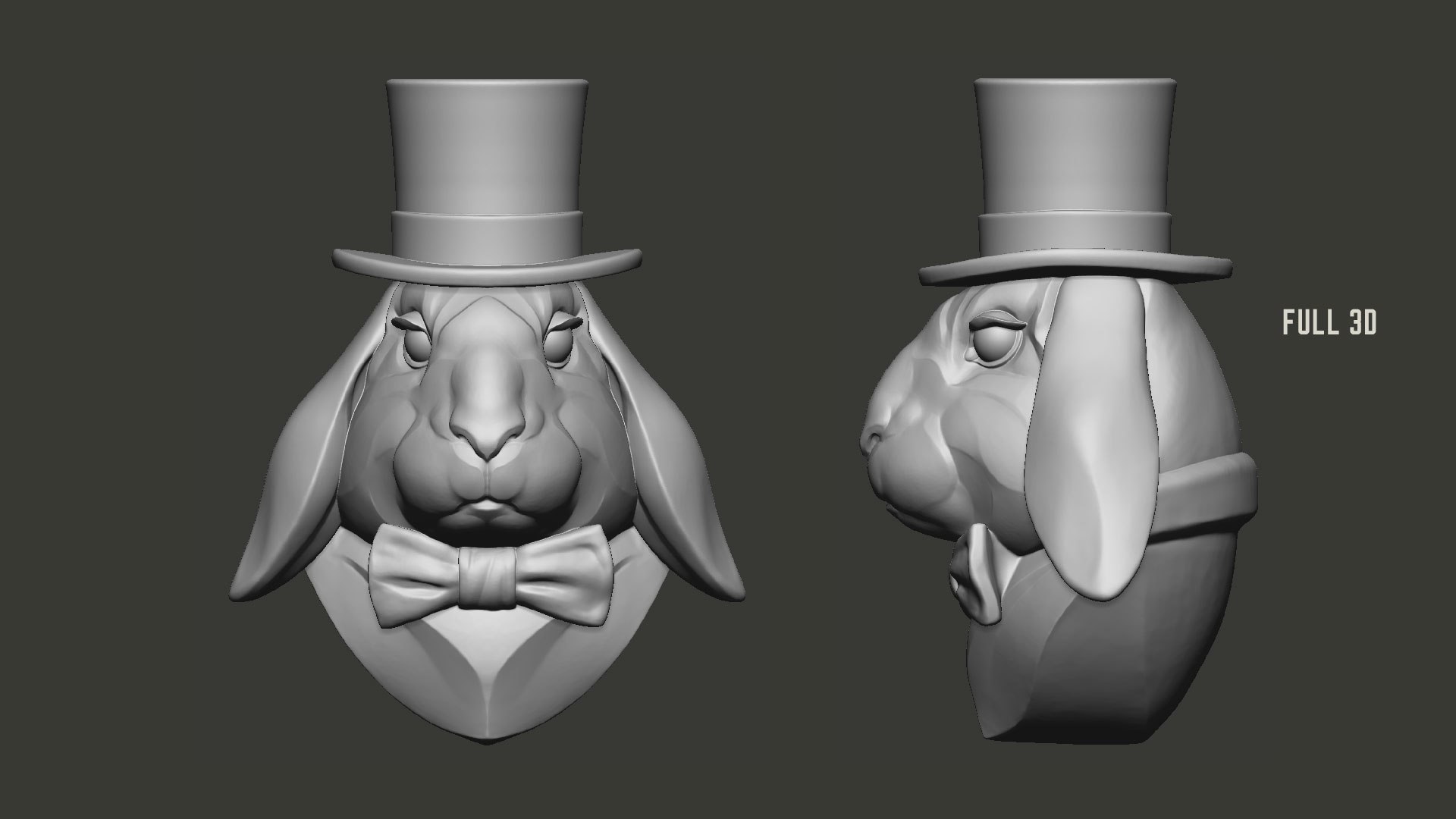 Lop Rabbit Head Hat Sculpture STL 3D - TurboSquid 1978977