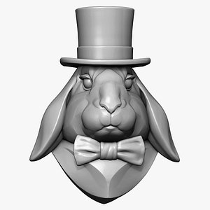Lop Rabbit Head Hat Sculpture STL 3D