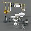 Tableware, dishes, bottle, tureen, wineglass, jar, soup ladle, kitchen spoon.