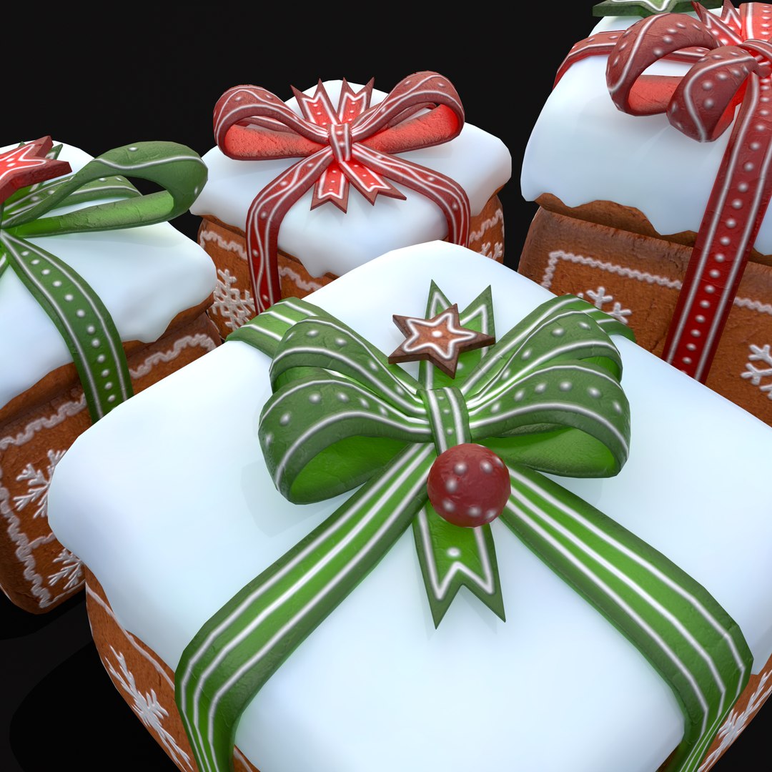 3D Gingerbread Giftboxes - TurboSquid 2385854