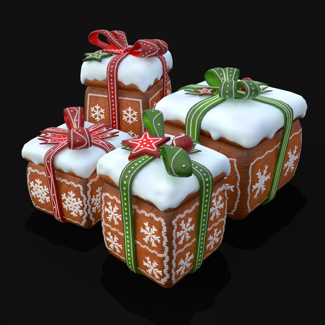 3D Gingerbread Giftboxes - TurboSquid 2385854