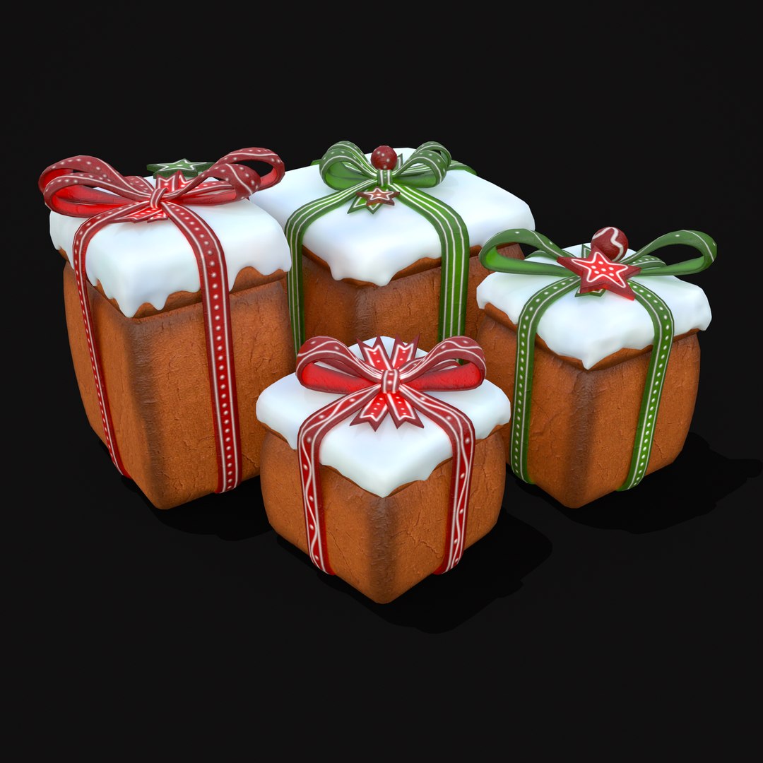 3D Gingerbread Giftboxes - TurboSquid 2385854