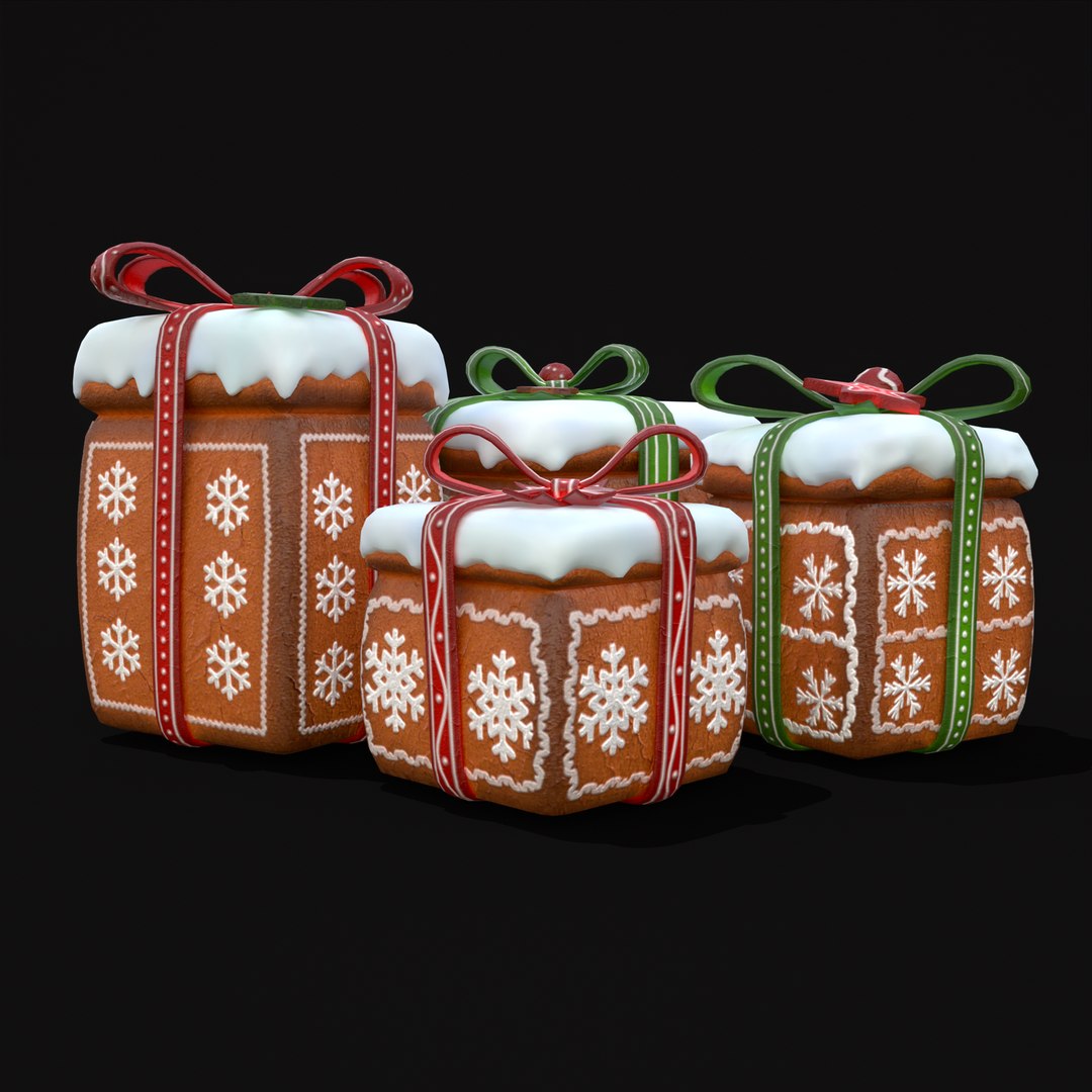 3D Gingerbread Giftboxes - TurboSquid 2385854