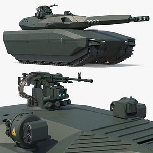 3D Stealth Reconnaissance Battle Tank Dark Green