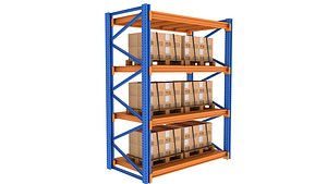 Warehouse Shelf With Pallets