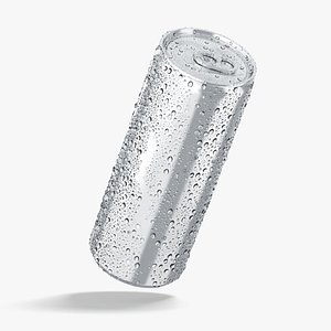 3D model Aluminium Soda Can 450 ml with drops