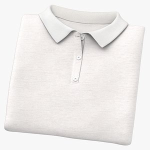 3D model Polo Shirts Folded Female Type 01 Unbuttoned Blank White and Branded Heather