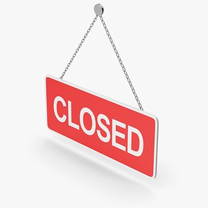 Red Hanging Closed Sign 3D model