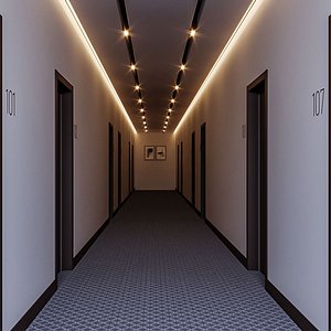 3D Hotel Corridor Photo-Realistic model