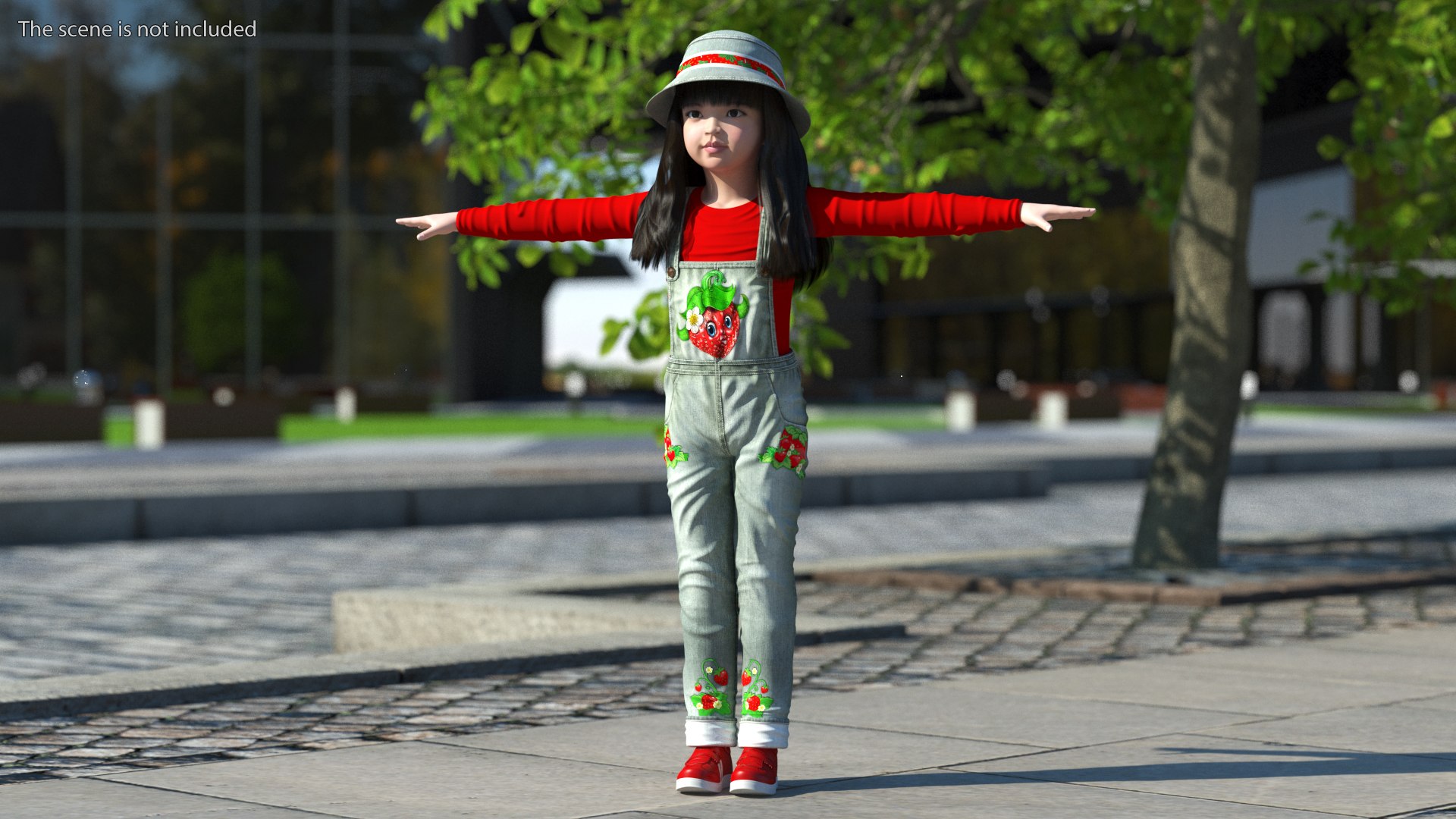 Realistic Asian Girl Child in Street Clothes Rigged for Modo 3D model preview