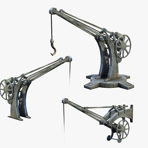 set low-poly cranes 3D model