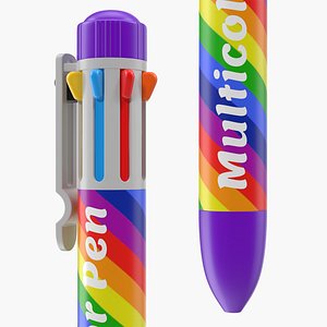 rainbow multicolor ballpoint pen writing model