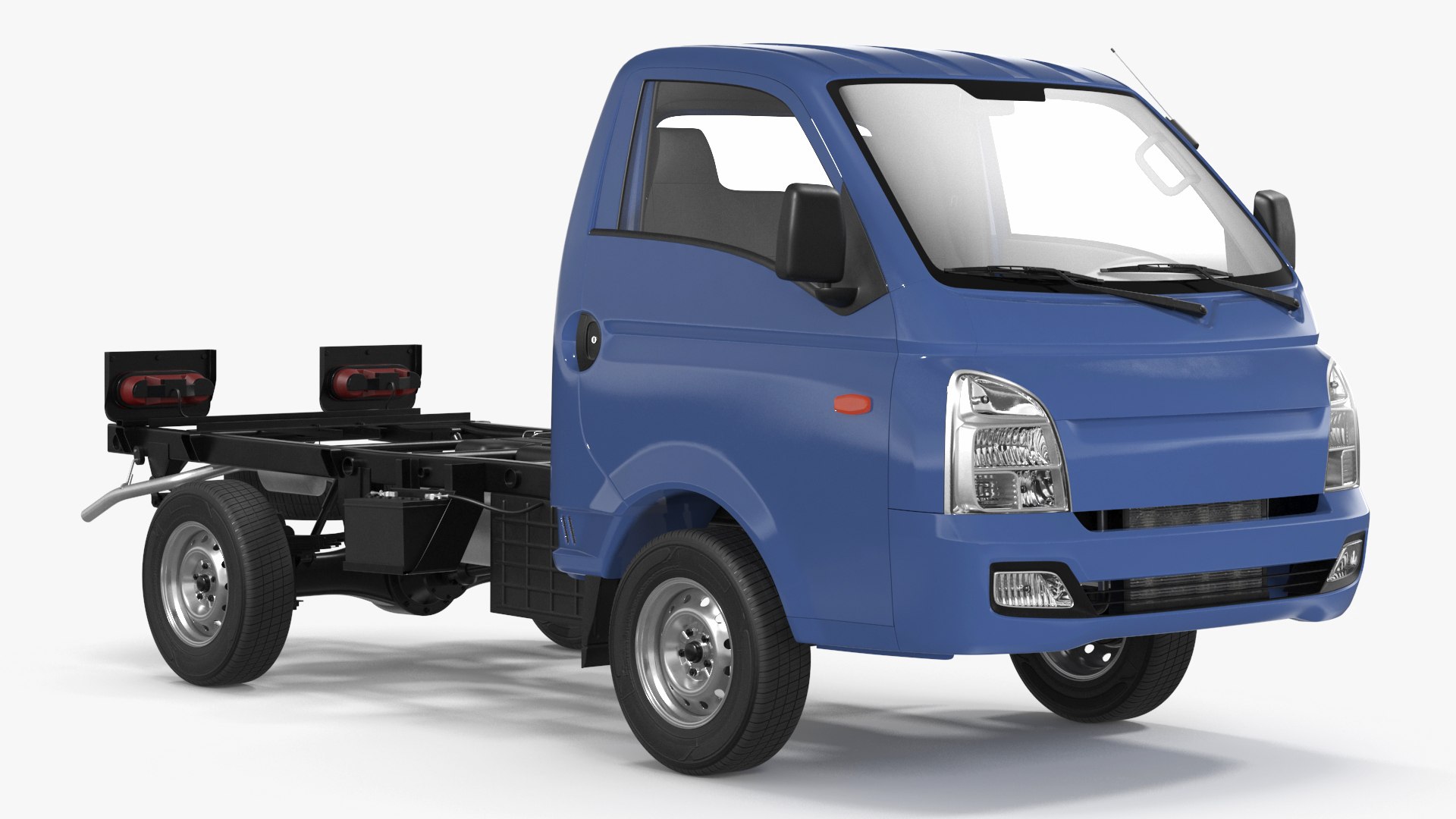 Small Truck Bare Chassis Blue 3D model preview