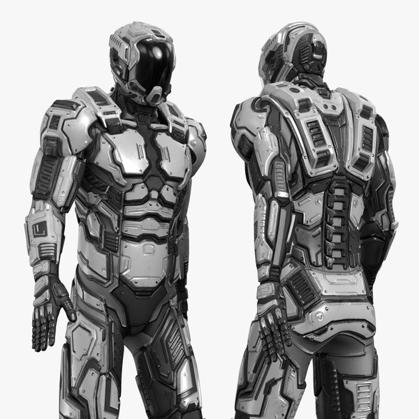 Laufender futuristischer gepanzerter Roboter, animiert und für Maya ...