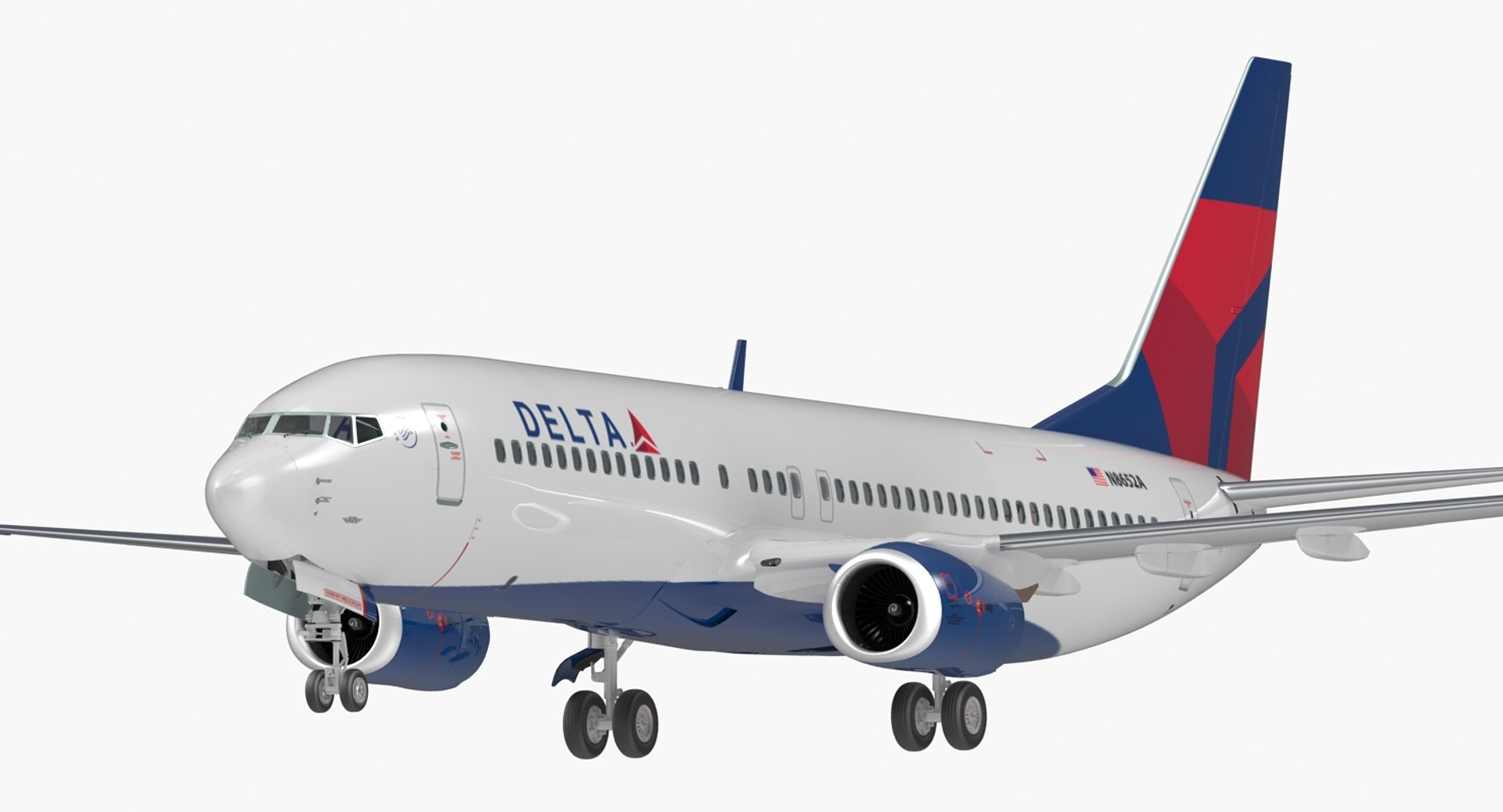Boeing 737-800 Delta Air Lines Rigged 3D Model 3D model preview
