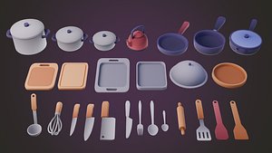 Lowpoly Kitchen Props Pack 3D