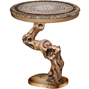 Rustic Round Driftwood Side stand Coffee Table with a pattern 3D model 3D model
