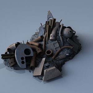3d industrial scrap metal pile model