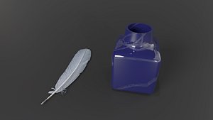 3D Ink pot and Quill