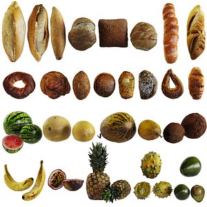 3D 25 Breads and Fruits model