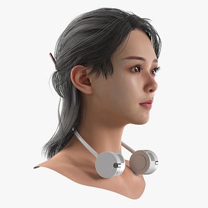 Wearable Neck Fan Demonstrated on Model Head White