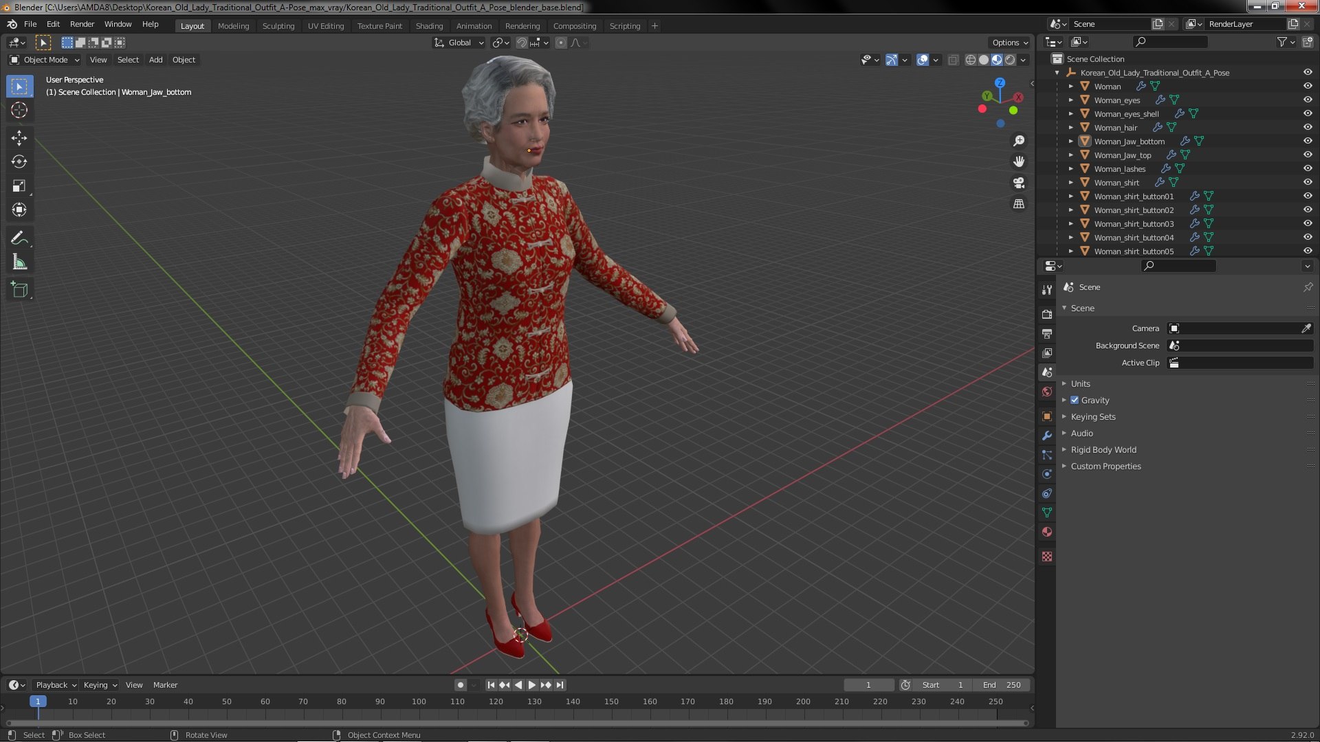 3D Korean Old Lady Traditional Outfit A-Pose model https://p.turbosquid.com/ts-thumb/SE/zwxFT5/Er/koreanoldladytraditionaloutfitaposemb3dmodel020/jpg/1687819369/1920x1080/fit_q87/e8b55afc04db2c9f6423d7d021727e8fb36a39f7/koreanoldladytraditionaloutfitaposemb3dmodel020.jpg
