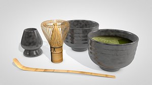 matcha tea set 3D