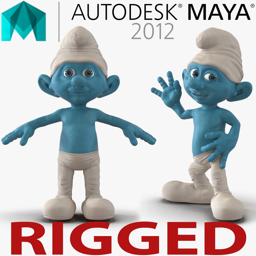 Smurf Rigged for Maya 3D model preview