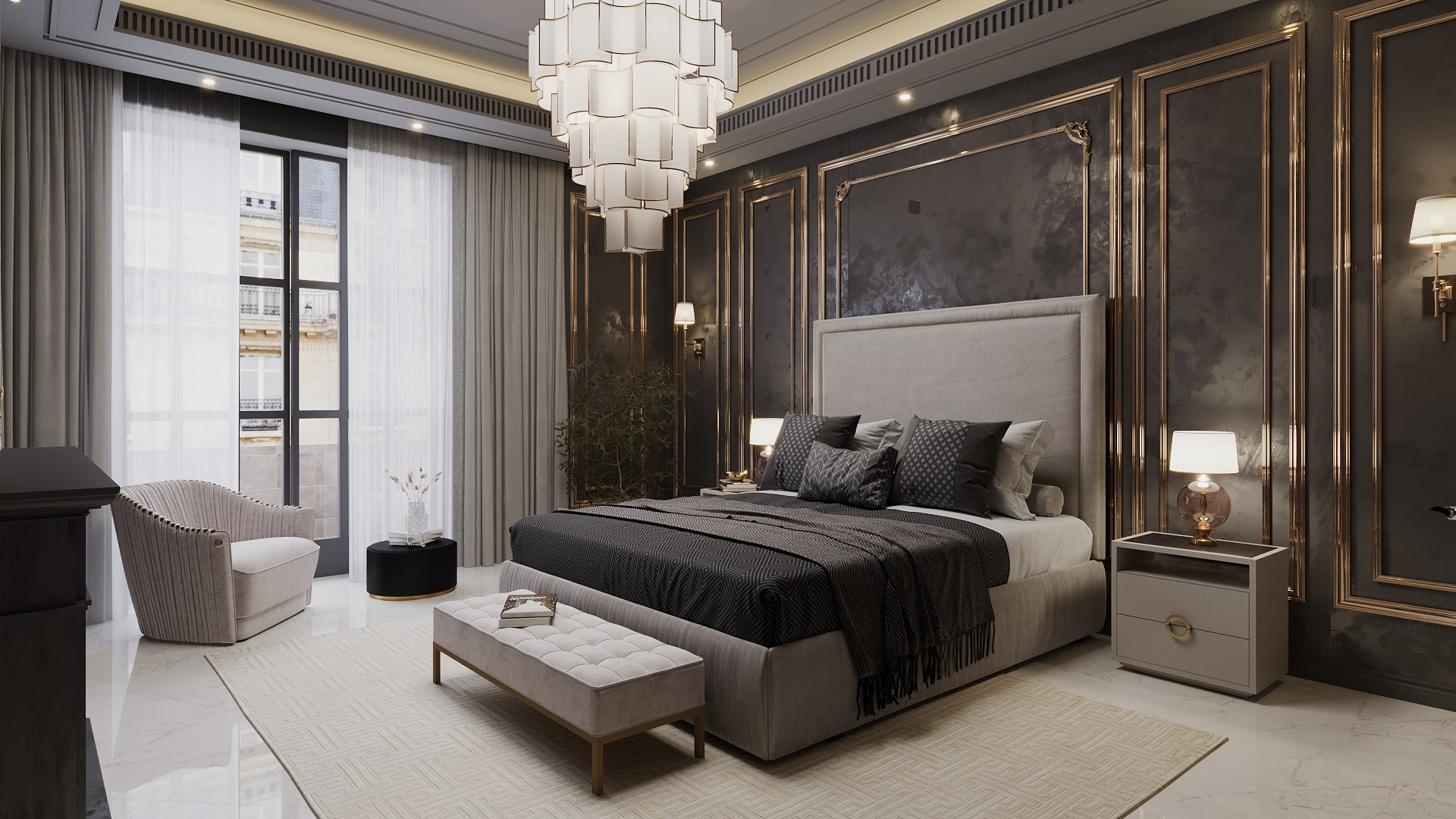 3D Luxury Bedroom Interior Scene Model - TurboSquid 1831677