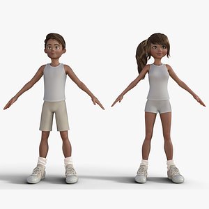 Cute Girl and Boy Cartoon