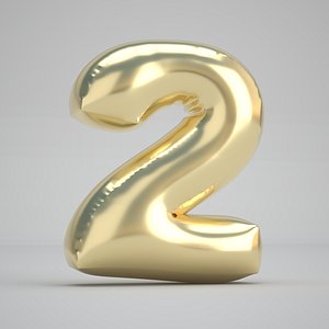 2 Number Balloon Gold