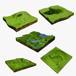 3D model Five Hill With Rocky Grass Pack
