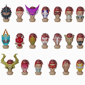20 STYLIZED MASK MODELS PACK 1 - LOW POLY 3D model