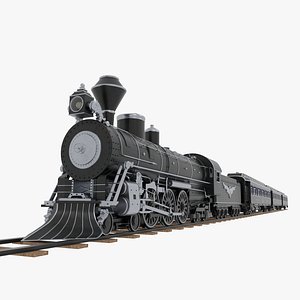 Steam Train With Interior 3D model