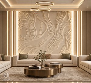 Modern Organic Fluid Wave Decor Bas Relief Mural STL CNC 88
