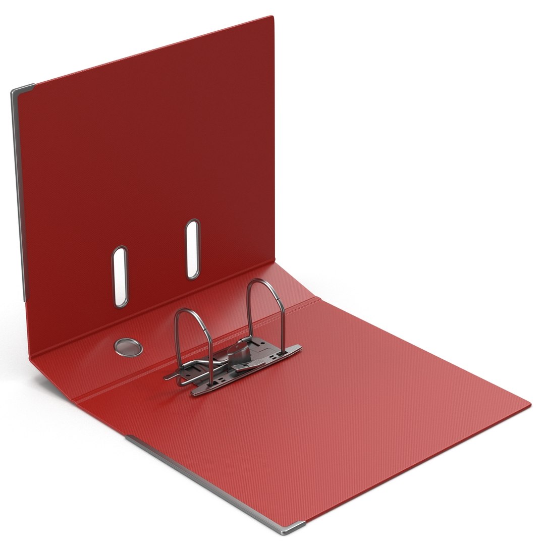 Open Ring Binder Red 3D model preview